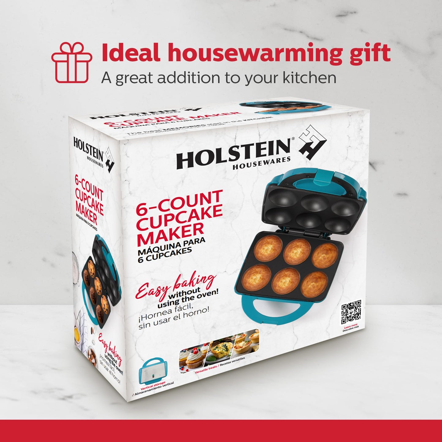 Holstein Housewares HF-09013E - Molde para magdalenas, color azul, Teal/Stainless Steel, 1