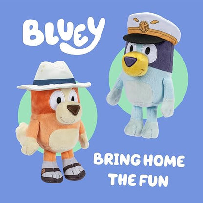 Bluey - Paquete de 2 Animales de Peluche de 16 a 23 Pulgadas, Juguetes de Peluche Suaves, capitán y Festivos, Animales de Peluche para niños a Partir de 3 años