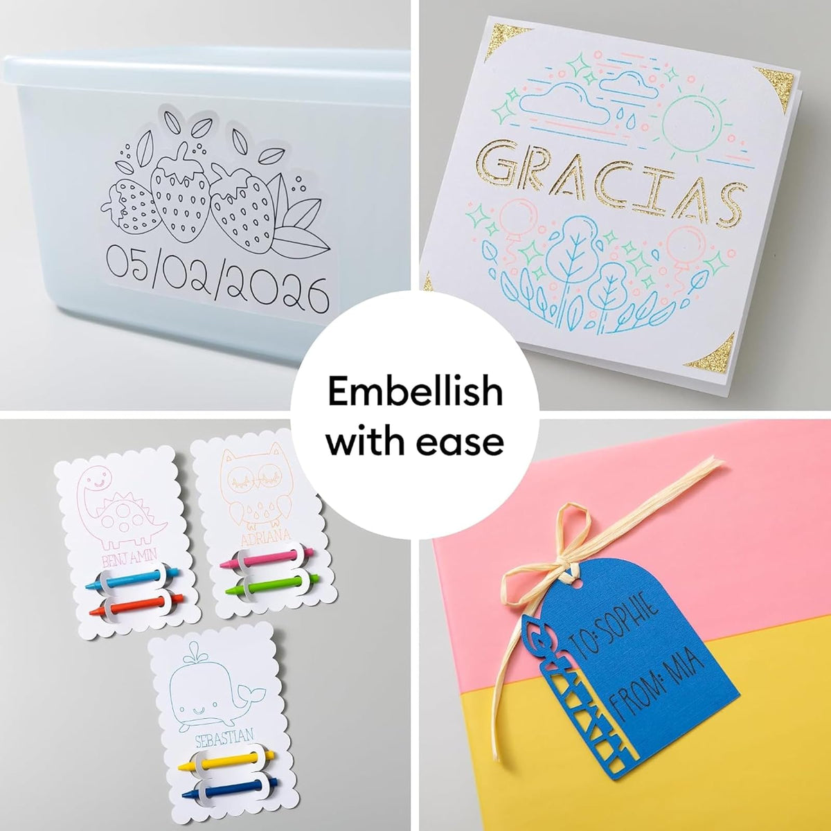 Cricut Joy Bolígrafo de gel con purpurina de 0,8 mm, Rainbow Sampler