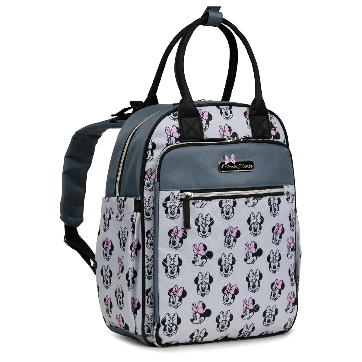 Disney - Mochila para pañales con cambiador - Bolsa de bebé de nailon de 16 pulgadas, Mickey Mouse, Minnie Mouse, Stitch y Winnie the Pooh