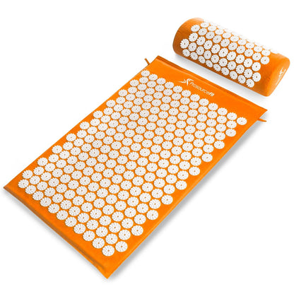 ProsourceFit Tapete de Acupresión con Almohada para Espalda y Cuello - Orange - White - Grande