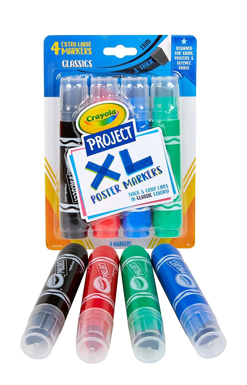CRAYOLA Caja de 4 plumones para poster XL
