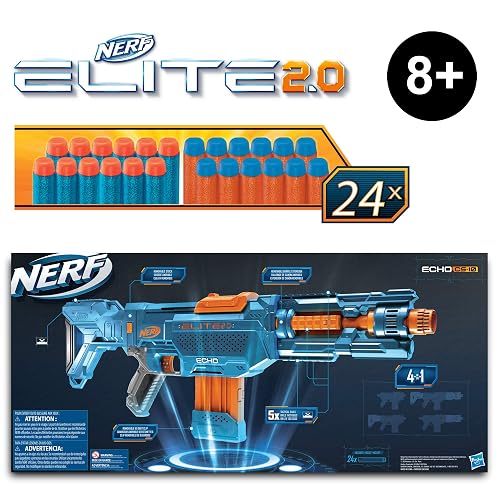 NERF Elite 2.0 Echo CS-10 Lanzador de Dardos Adaptable 24 Dardos