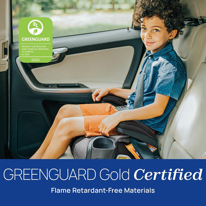 Chicco GoFit® ClearTex® Asiento elevador sin respaldo para automóvil, asiento elevador de viaje para automóvil, asiento elevador portátil de automóvil para niños de al menos 4 años y 40-100 libras | Sombra/Negro