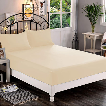 Sábana Bajera Ajustable Elegant Comfort de Microfibra - Crema - Twin - Twin XL