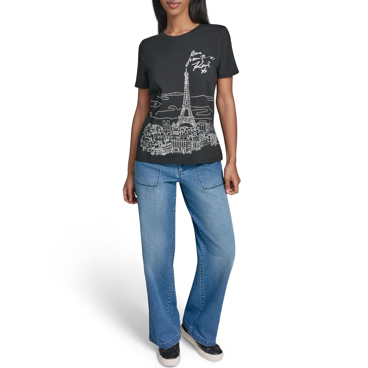 Karl Lagerfeld - Playera caprichosa con Logotipo de Paris City para Mujer