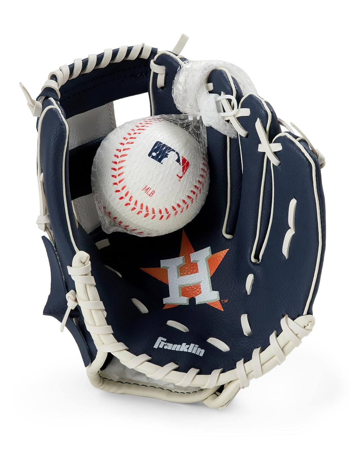 Franklin Sports MLB Set de Guante y Pelota de Teeball Infantil, 9.5 Pulg - Astros de Houston