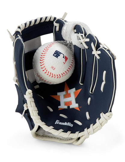 Franklin Sports MLB Set de Guante y Pelota de Teeball Infantil, 9.5 Pulg - Astros de Houston