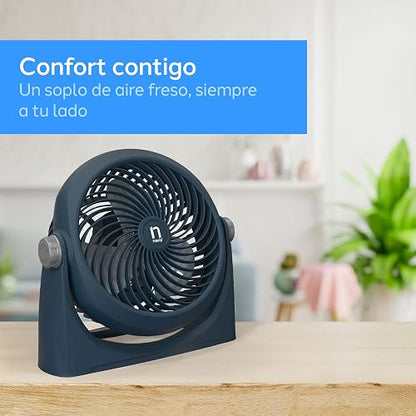 NAVIA Ventilador Escritorio de 10 Pulgadas CEN-1012 | 3 Velocidades | Cabezal 360° | Silencioso y Potente | Azul Marino