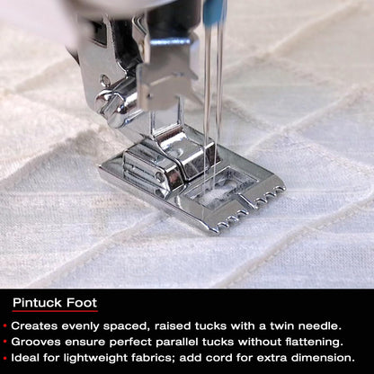 Singer | Pintuck Presser Foot, Embellish Clothes & Linen, Also Made for Twin Needle Use - Sewing Made Easy