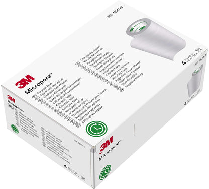 3M - Cinta quirúrgica de papel microporoso, rollo estándar, 3 x 10 yardas, hipoalergénica, caja de 4, modelo 1530-3