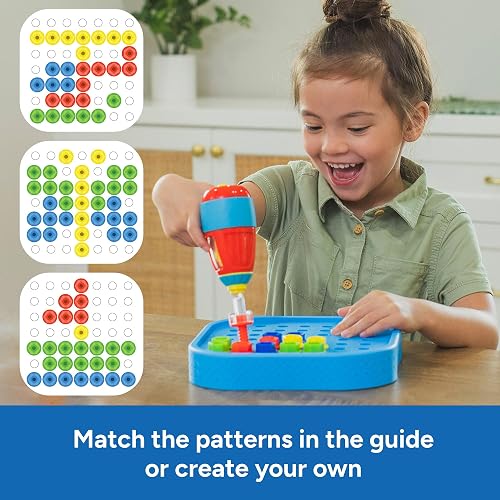 Educational Insights Design & Drill Bolt-It Bucket, Conjunto de Taladro portátil para Llevar a Todos Lados, Conjunto de 56 Piezas, Perfecto para niños y niñas Mayores de 3 años