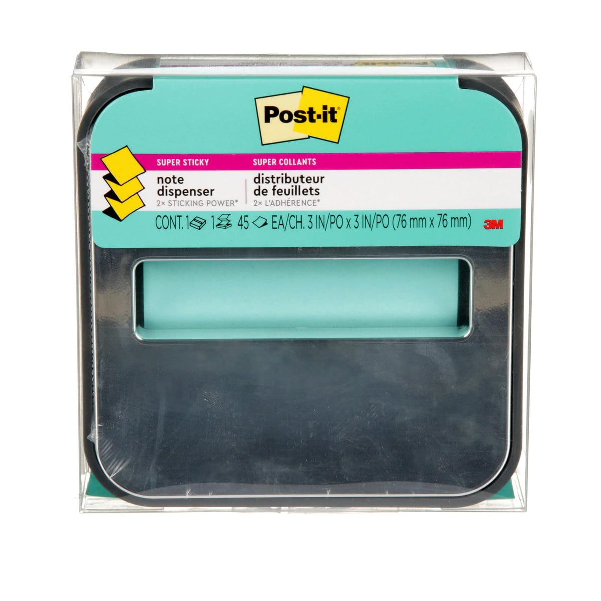 Post-it Black Dispenser Sticky note Dispenser (STL-330-B) | Notas emergentes, útiles para el aula u oficina
