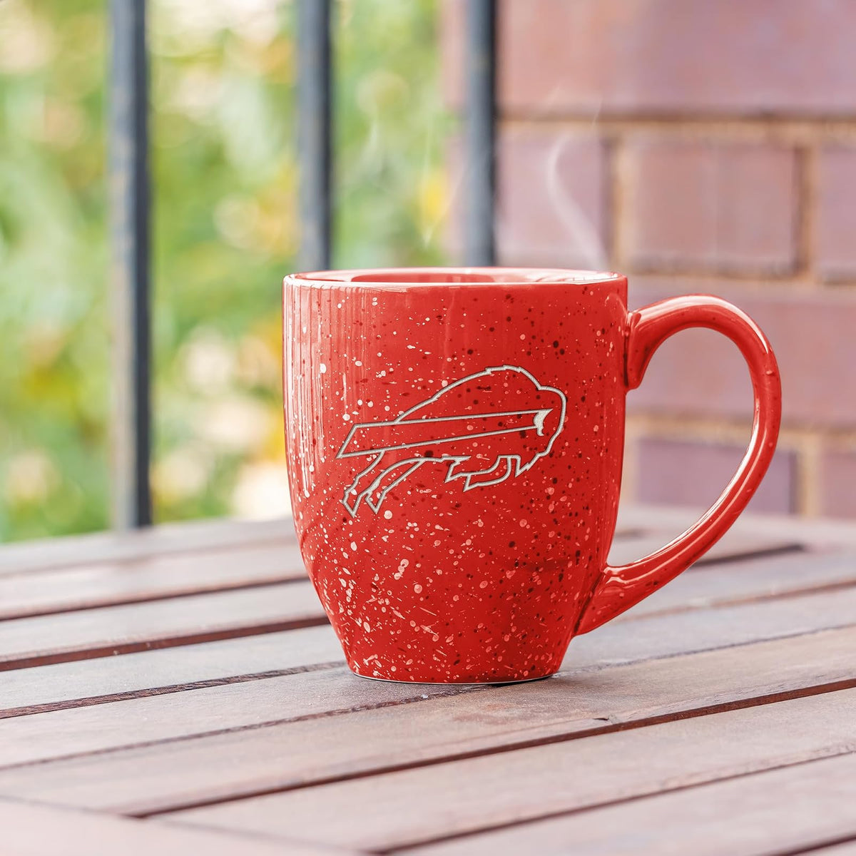 Rico Industries NFL Football Buffalo Bills - Taza de café de cerámica moteada grabada con láser de 16 onzas