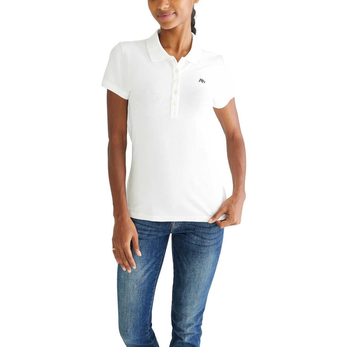 Aeropostale Polo de Piqué de Algodón con Logo Bordado Mujer - XXL - Bleach