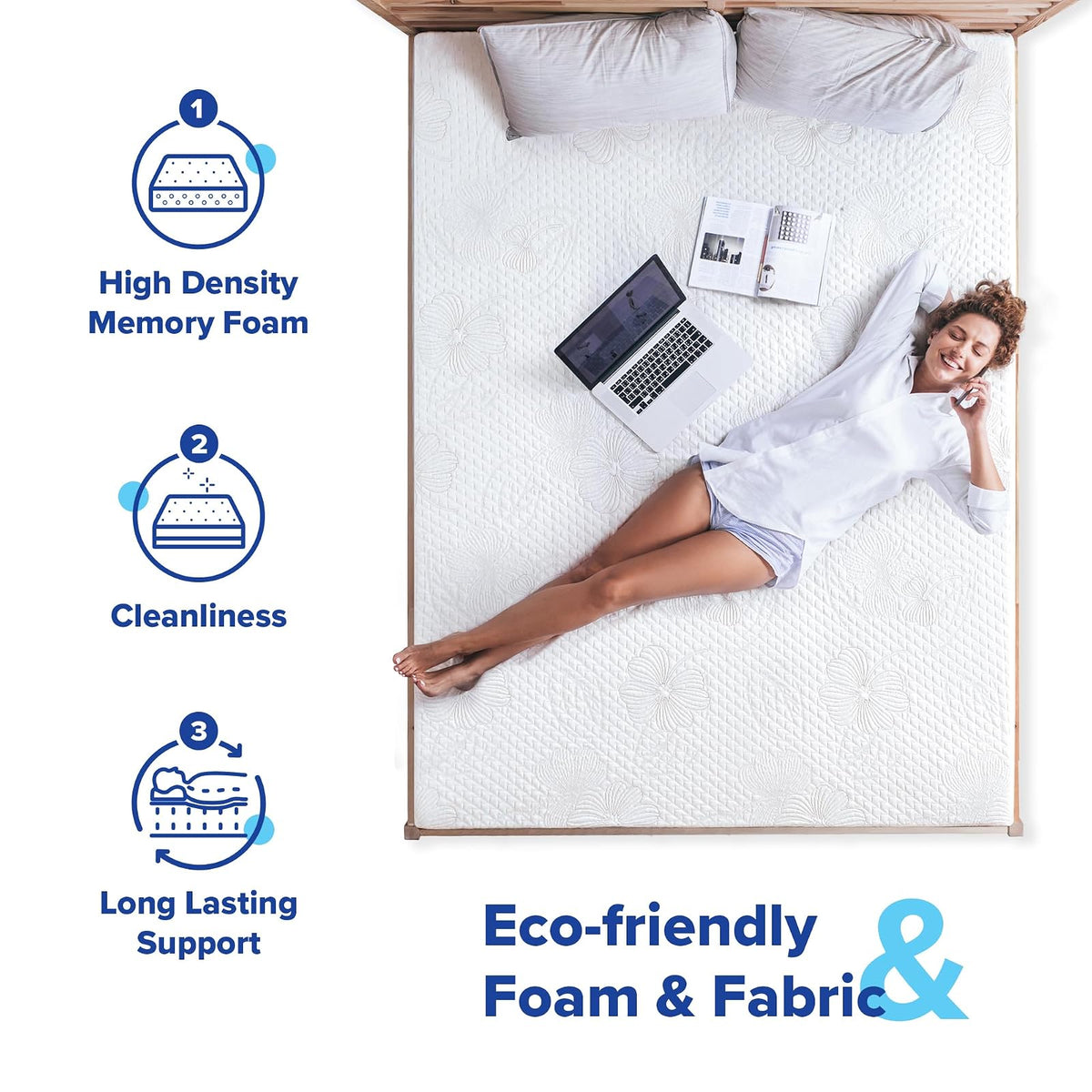 Olee Sleep Twin Mattress, 10 Inch Gel Memory Foam Mattress, Gel Infused for Comfort and Pressure Relief, CertiPUR-US Certified, Bed-in-a-Box, Medium Firm, Grey, Twin Size