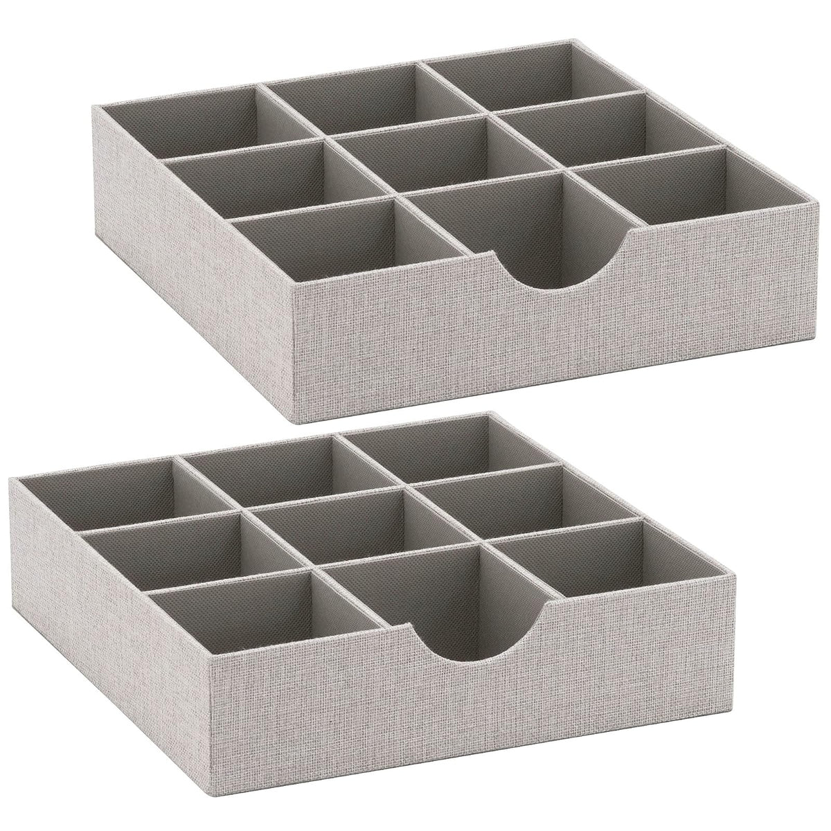 Household Essentials - Bandeja organizadora de cajones, 2 unidades, gris, plateado - Juego de 9 secciones - Plata