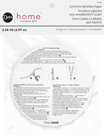 Dritz Home 44238 - Cierre de Nailon para tapicería, 3-1/4 Yardas (Corte a tamaño), Color Crema - Tapicería de nylon con zíper - 3-1 - 4-Yards (Cut to Size) - Crema