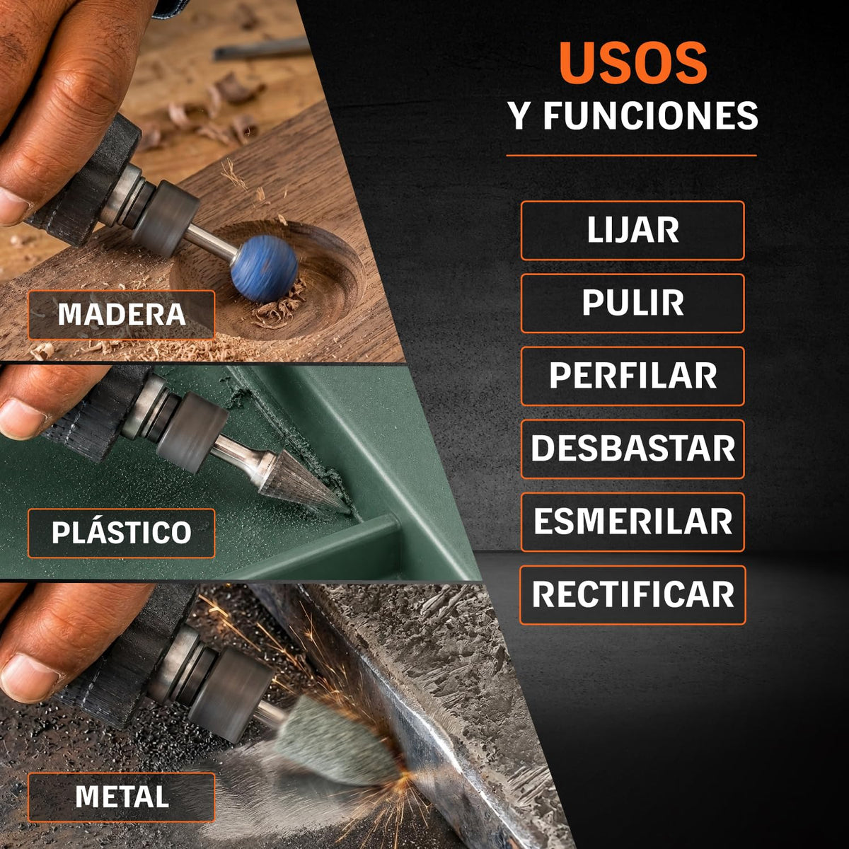 Truper ESRE-1/4N, Esmeril recto (rectificador) 1/4" 600 W industrial