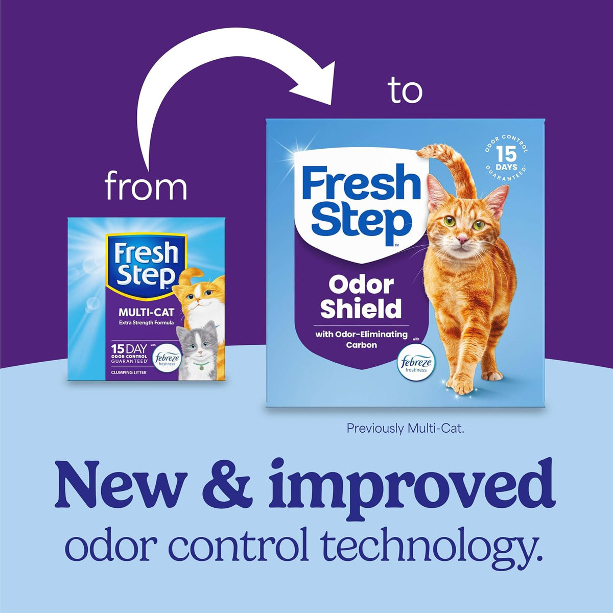 Fresh Step Multi-Cat con el Poder de Febreze, Arena para Gatos aglutinante de 14 LB/ 6.35 Kg
