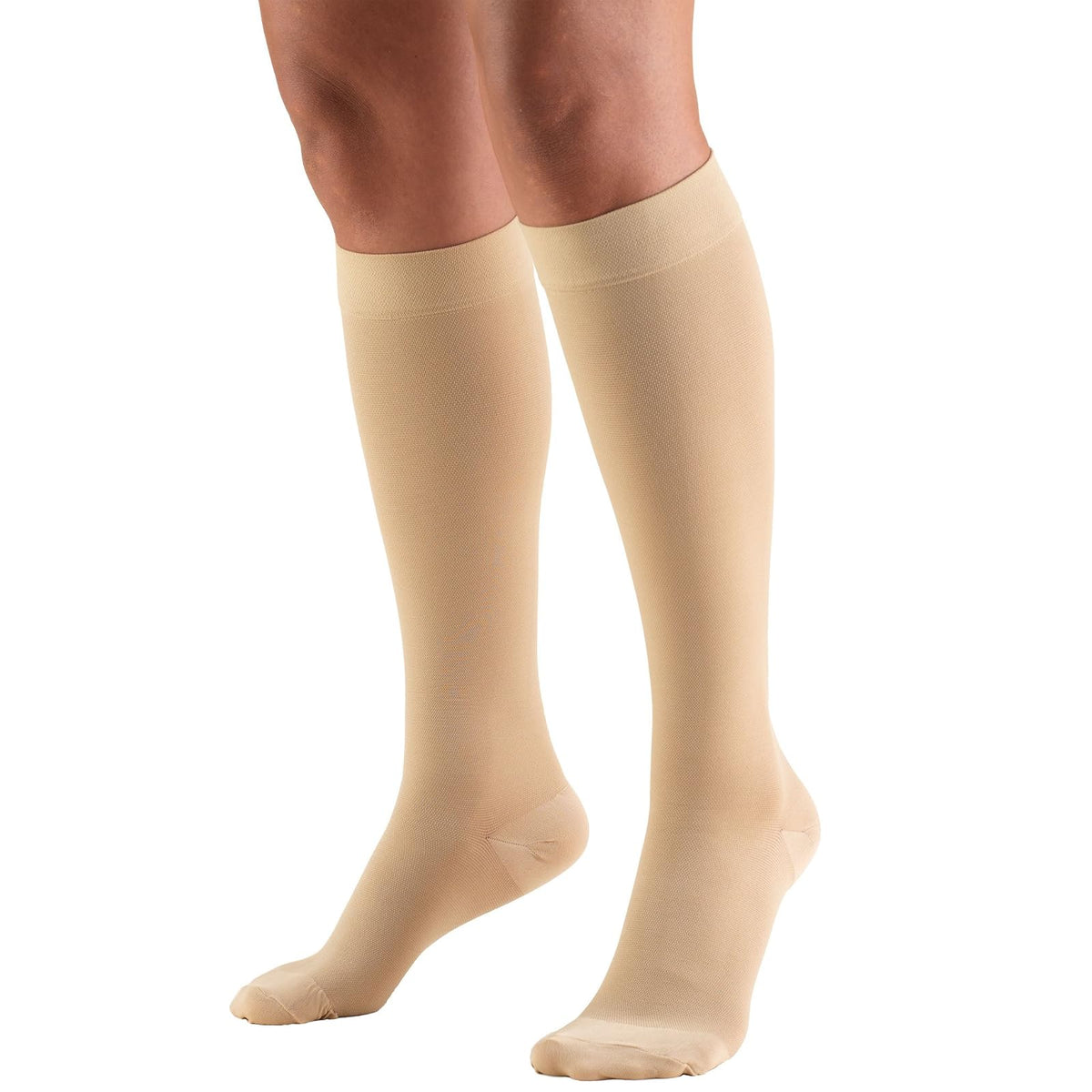 Truform Medias de Compresión 20-30 mmHg, Largo Hasta la Rodilla, Punta Cerrada - Beige - X-Large (1 Pair) - tela clásico