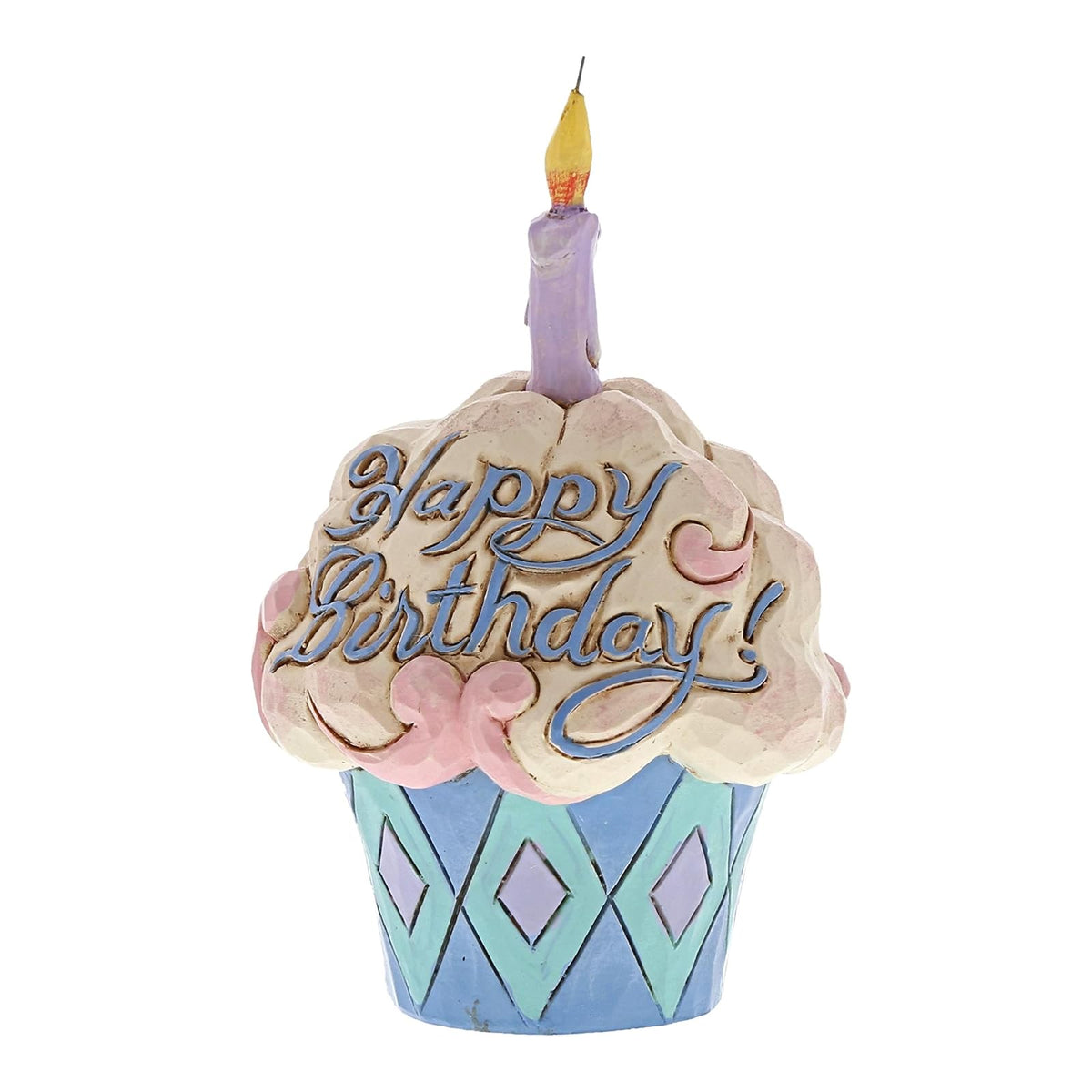 Enesco (4052066 Jim Shore Heartwood Creek Mini Birthday Cupcake Stone Resin Figurine, 3.75", Multicolor