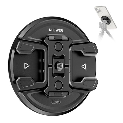 NEEWER Trípode Teléfono Motnaje Magnético con Adaptador Cámara Acción, Zapata Fría con Anti Off Pin, 1/4" Rosca Compatible con MagSafe iPhone 16 15 14 13 12 Series dji Montaje Adaptador, PA070