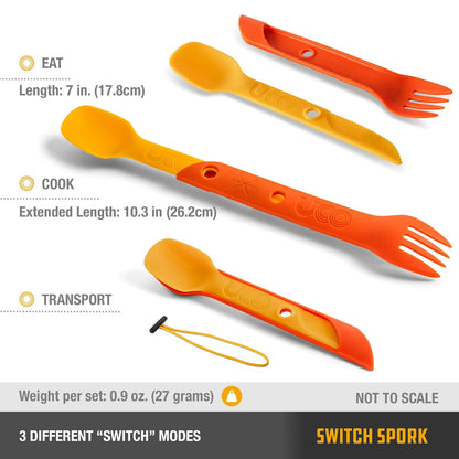 UCO Switch Spork - Juego de Utensilios de Camping Integrado de 2 Piezas