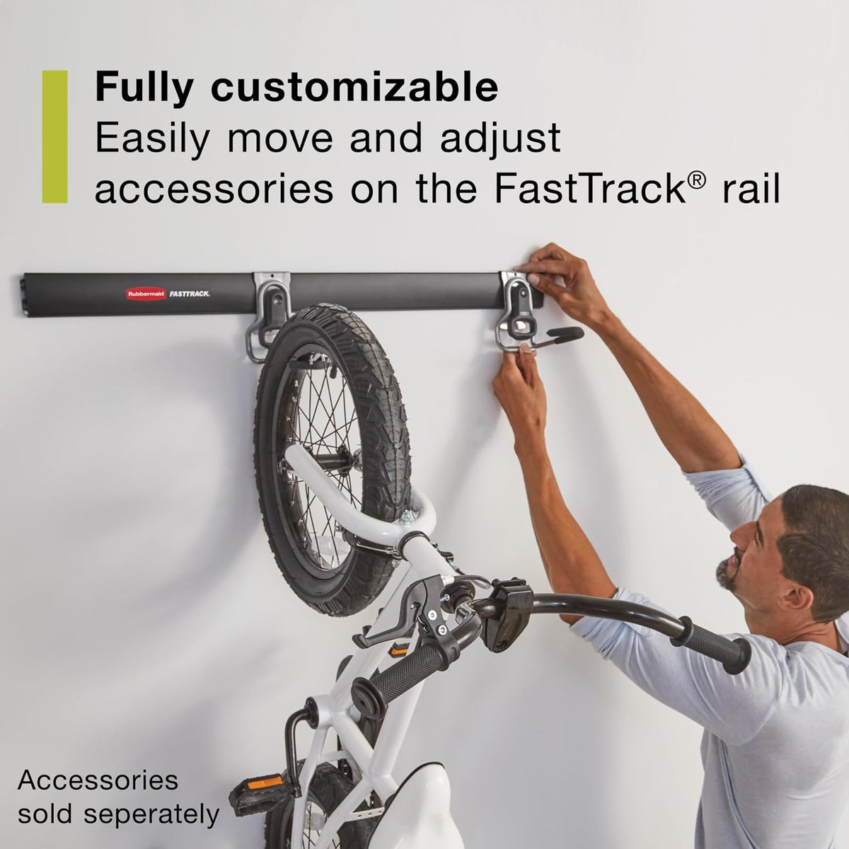 Rubbermaid FG5M1300CSLRK Fast Track Riel de pared con ganchos