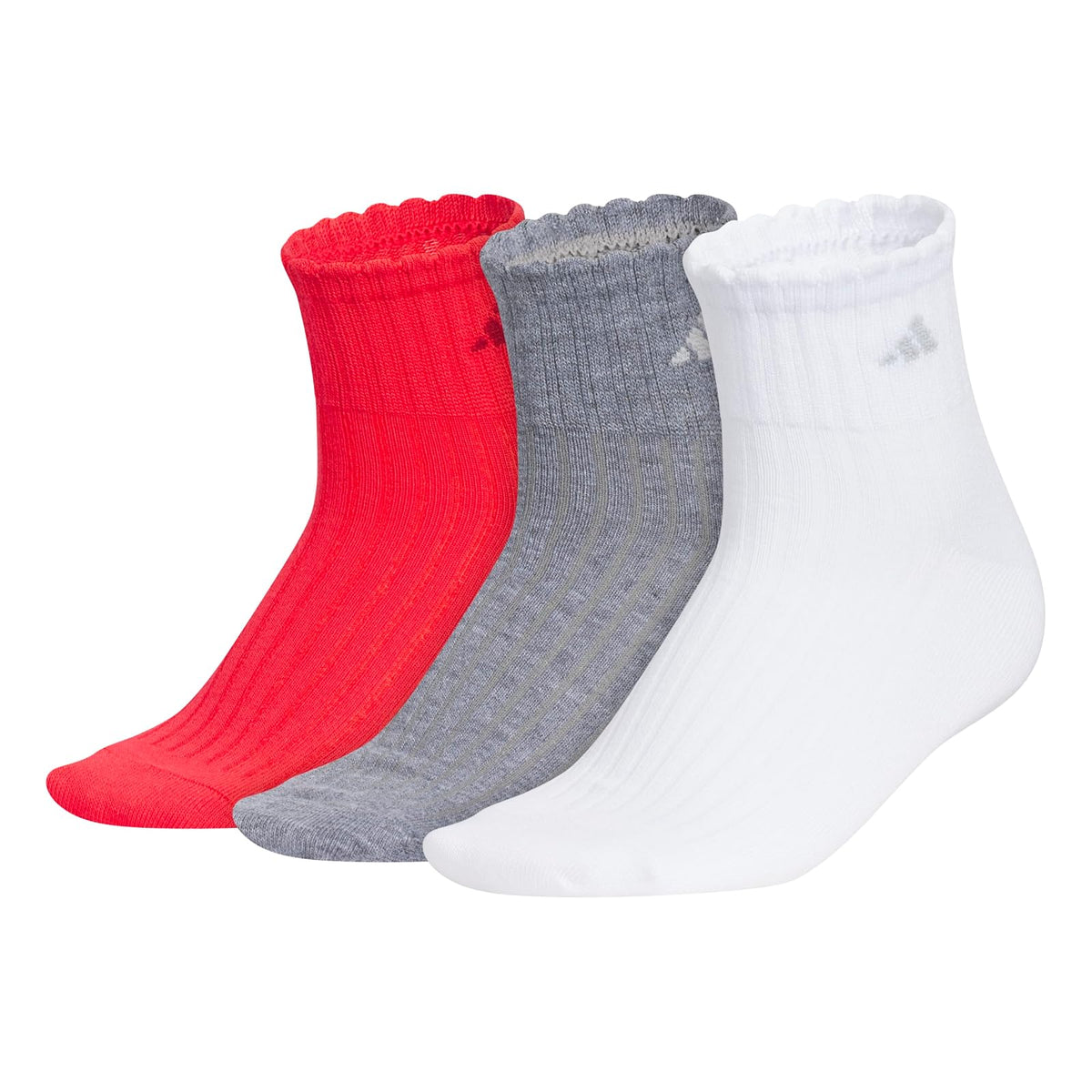 adidas Sport Fashion Calcetines de Cuarto Paquete de 3 - M - Rojo rubí puro - gris - blanco