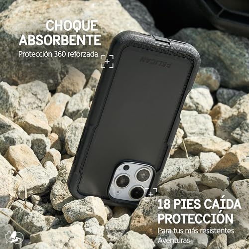 Pelican - Funda Resistente para iPhone 16 Pro [Compatible con MagSafe] con Protección contra Caídas de Grado Militar de 16 Pies, Negro