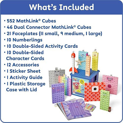 hand2mind Numberblocks Heroes with Zeroes MathLink Cubes, Juego de Actividades de Aprendizaje Preescolar, manipuladores de matemáticas, jardín de Infantes, Bloques de conteo, Cubos de Enlace de