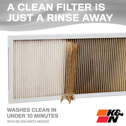 K&N - Filtro de aire para horno HVAC 20 x 25 x 1, dura toda la vida, lavable, Merv 8, el último filtro HVAC que comprarás, respira de forma segura en casa o en la oficina, HVC-8-12025