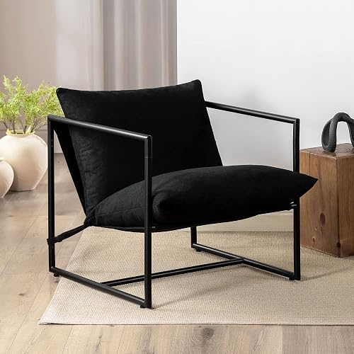 Zinus Aidan | Silla de Estructura Metálica con Cojines de Espuma Color Negro y de Fácil Armado | Garantía de 1 año