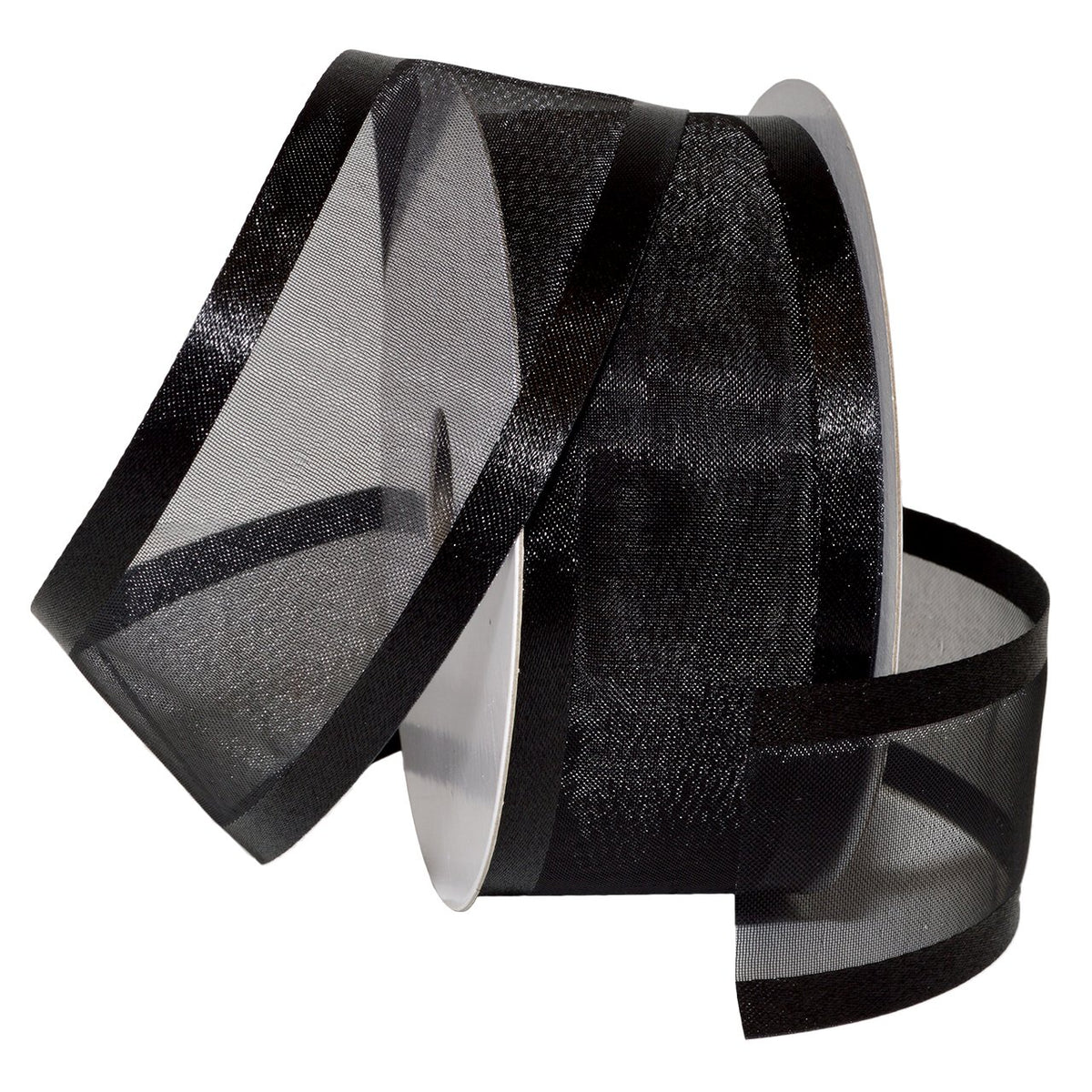 Morex - Cinta de satén con borde transparente, color negro