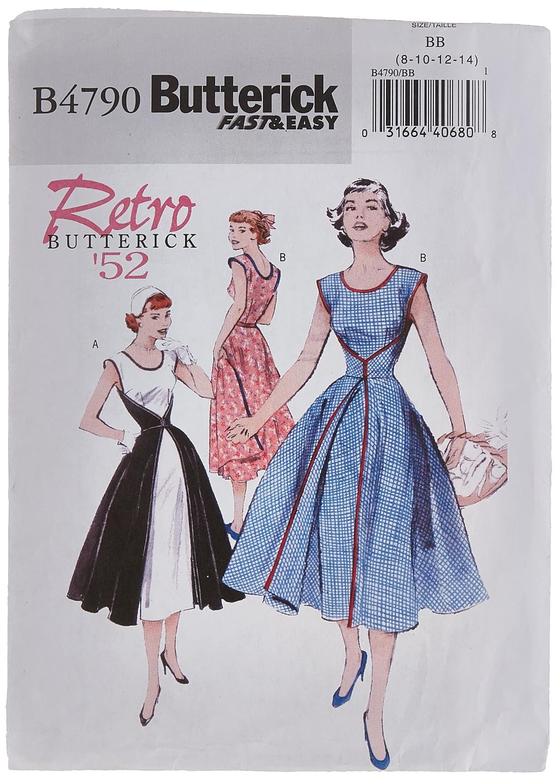 BUTTERICK PATTERNS B4790 - Vestido Cruzado para Mujer (Talla B4790, Talla 38-40), Color Blanco
