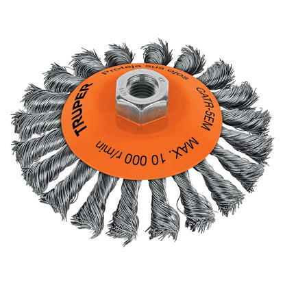 Truper CATR-5EM, Carda tipo cónico 5" alambre trenzado, multi-rosca - 5" - M14