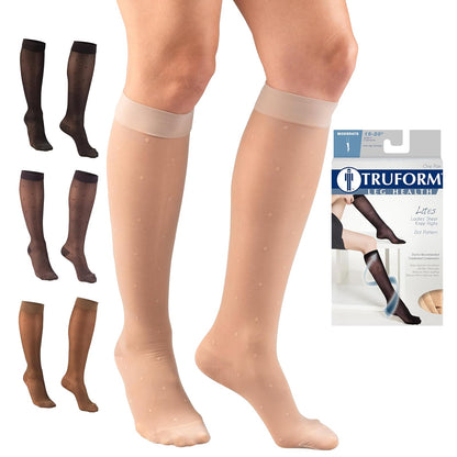Truform Medias de Compresión Transparentes 15-20 mmHg, Hasta la Rodilla - Pequeño - Nude