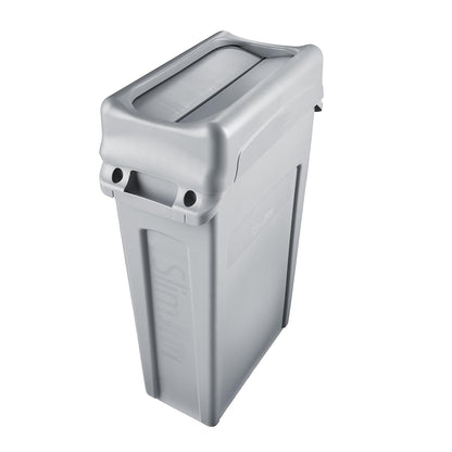Rubbermaid Commercial Products Slim Jim® – Tapa Abatible para Contenedor, Oculta Residuos y Permite Acceso sin Contacto, Codificación por Colores para Separación de Residuos, Gris FG267360GRAY