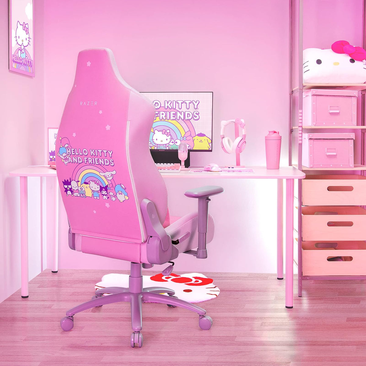 Razer - Cojín Lumbar Hello Kitty & Friends Edition: Soporte Lumbar para sillas de Juego, Curva Lumbar Totalmente esculpida - Acolchado de Espuma viscoelástica - Envuelto en Terciopelo de Felpa