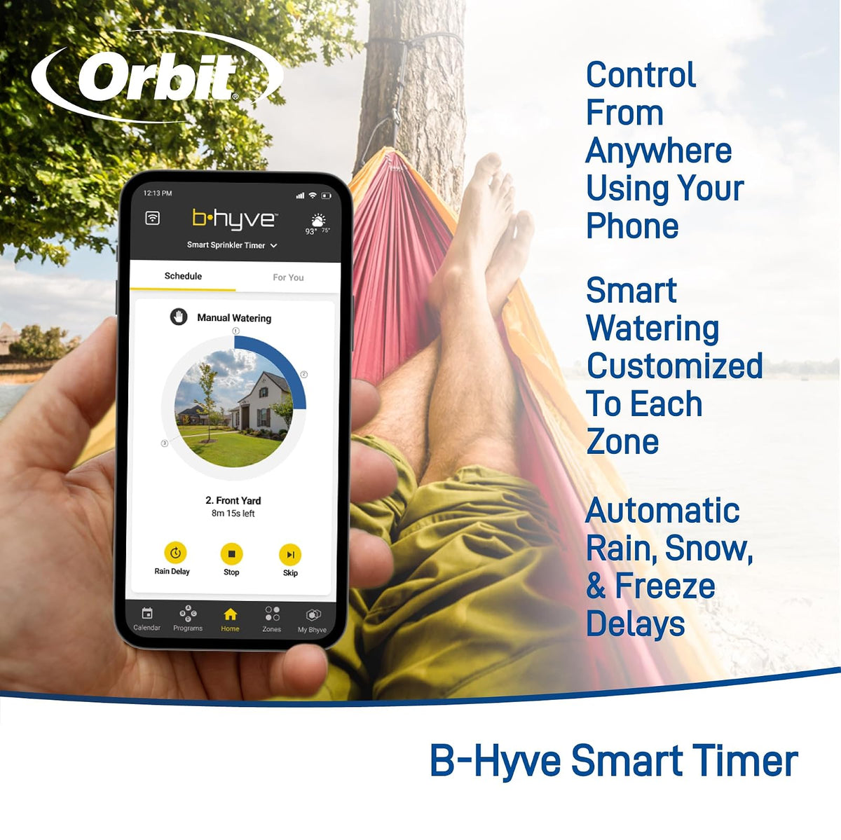 Sistema de aspersor en Tierra con Temporizador de riego de Manguera Wi-Fi B-hyve y buje