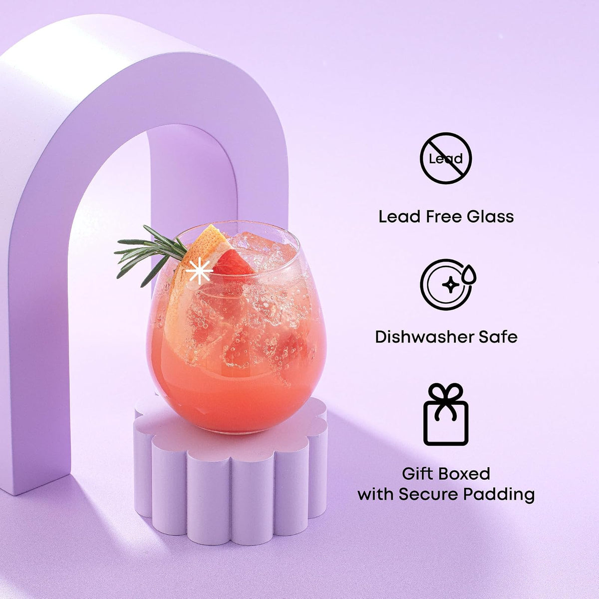 JoyJolt Spirits - Copas de vino sin tallo para vino tinto o blanco (juego de 4 unidades)