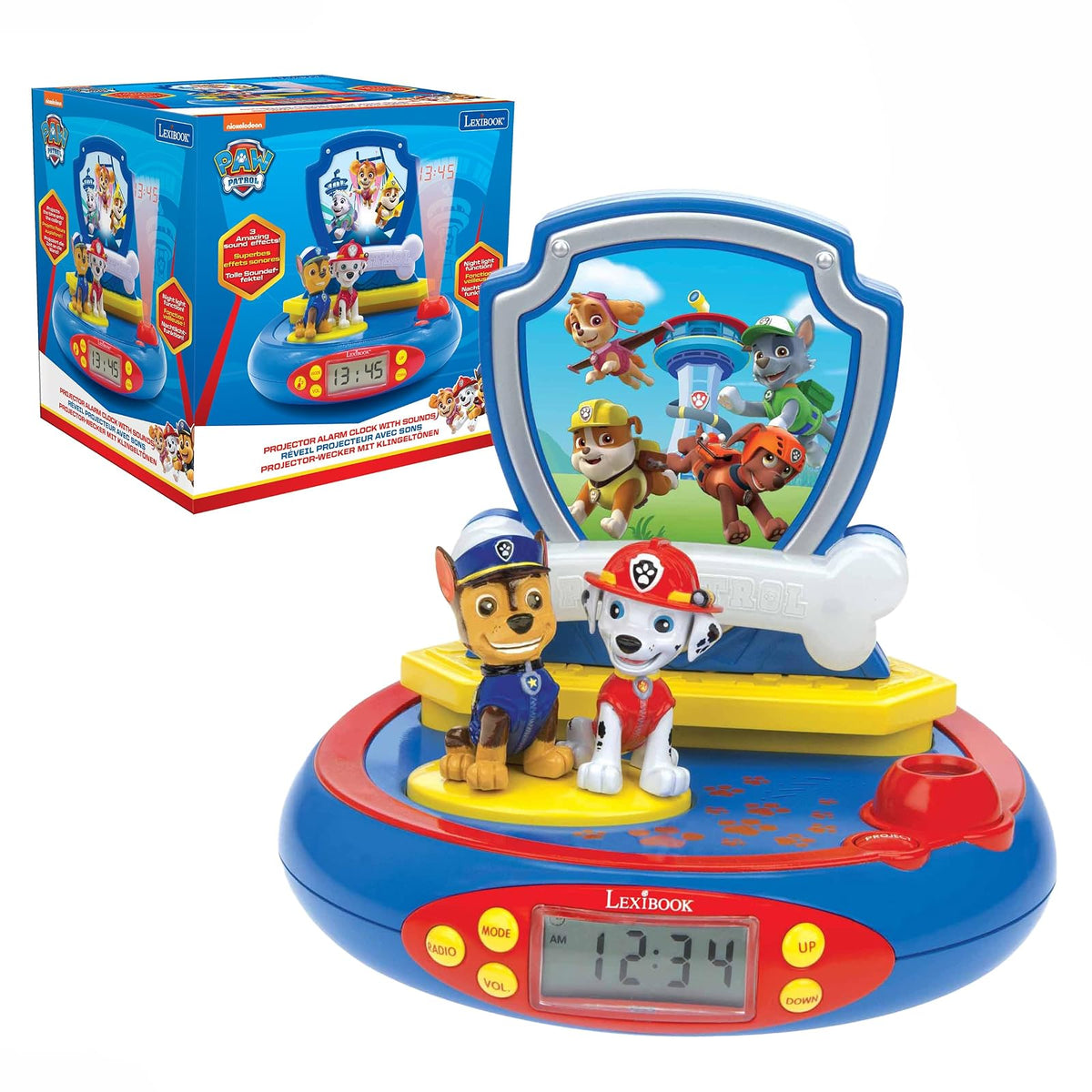 Lexibook Radio Reloj Despertador con Proyector Spider-Man - Paw Patrol