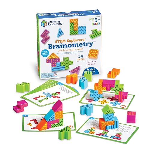 Learning Resources Stem Explorers Brainometry - Rompecabezas 3D, Juegos Mentales, Acertijos, Juguetes de Lógica, Regalos para Niños y Niñas, Habilidades Motoras Finas, Bloques de Patrones