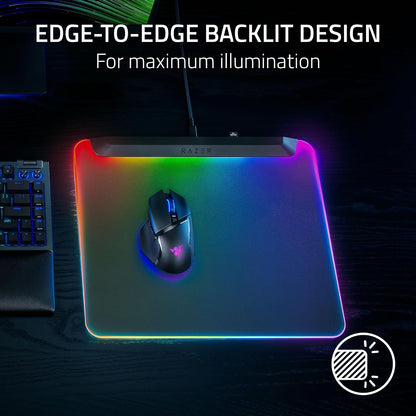 Razer Firefly V2 Pro - Alfombrilla de Mouse RGB Totalmente iluminada para Juegos: diseño retroiluminado, iluminación Croma de 15 Zonas, Puerto USB 2.0, Cable USB Tipo C Desmontable, Superficie