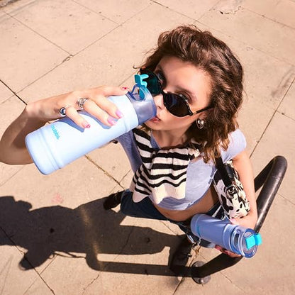bubba - Botella de agua de acero inoxidable con aislamiento Dualsip de 24 onzas con popote, reutilizable, a prueba de fugas, ligera, apta para lavaplatos, sin plomo y sin BPA, energía oceánica
