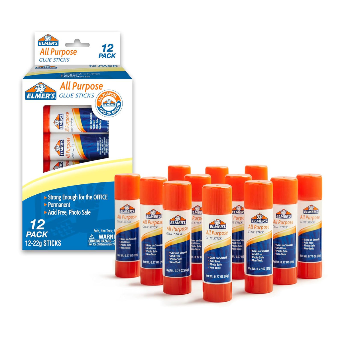 Elmer's All-Purpose Glue Sticks, .77 oz, 12 Pack (E517)