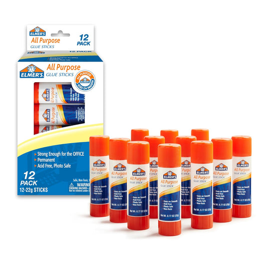 Elmer's All-Purpose Glue Sticks, .77 oz, 12 Pack (E517)