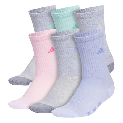 adidas Calcetines Deportivos Acolchados para Niña (6 Pares) - G - Cool Light Heather - Grey - Semi Flash Aqua Blue