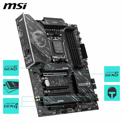 MSI X870 Gaming Plus WiFi V1 Motherboard, ATX-Compatible con procesadores AMD Ryzen 9000/8000/7000, AM5-60A SPS VRM, DDR5 Memory Boost 8200+ MT/s (OC), PCIe 5.0 x16 y 4.0 x16, M.2 Gen5, Wi-Fi 7. LAN